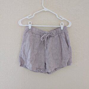 C&C California 100% Linen Pink Drawstring Shorts Size S Summer